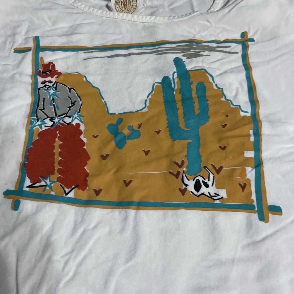 Vintage‎ Deborah Barry Top Womens Large Cactus Cowboy Art To Wear Shoulder Pad - Picture 2 of 8